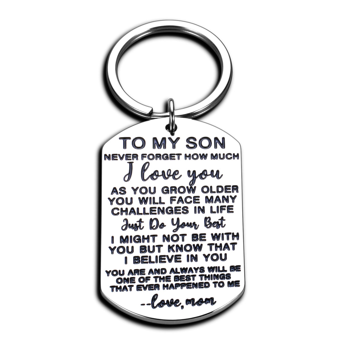 Inspirational Gift to Son from mom-Never Forget How Much i Love You Gift  Keychain for Teen Boy from Mother in Law Stepmom 